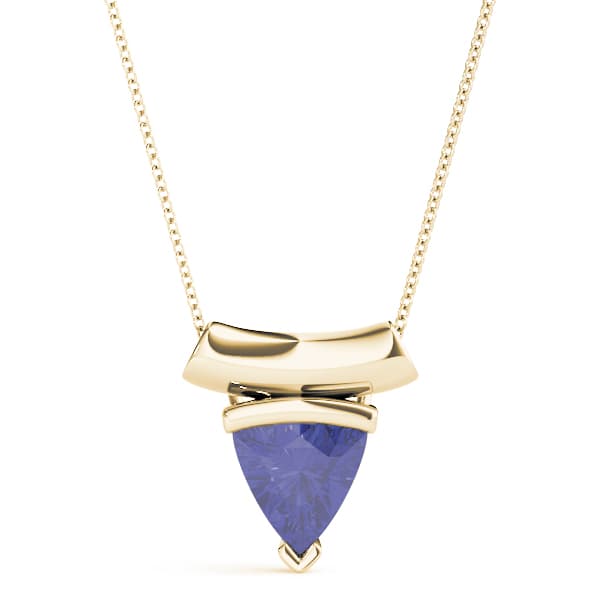 Trillion Gemstone Pendant, Front view in yellow gold