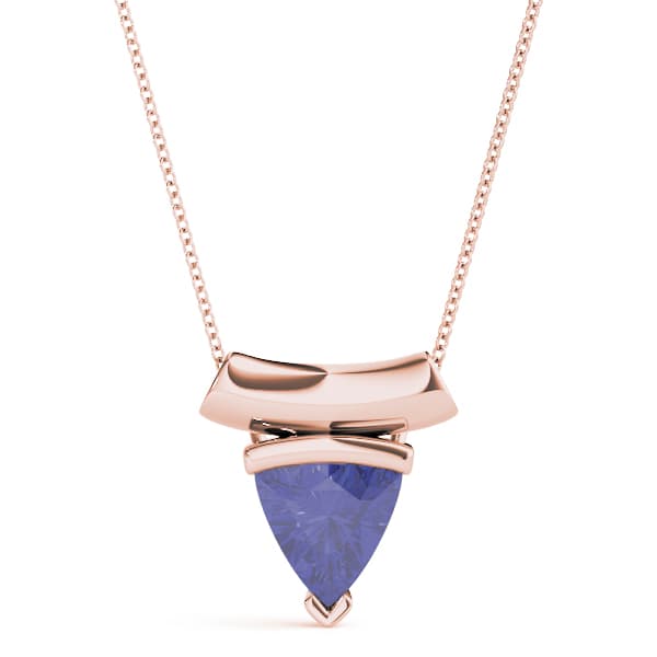 Trillion Gemstone Pendant, Front view in rose gold
