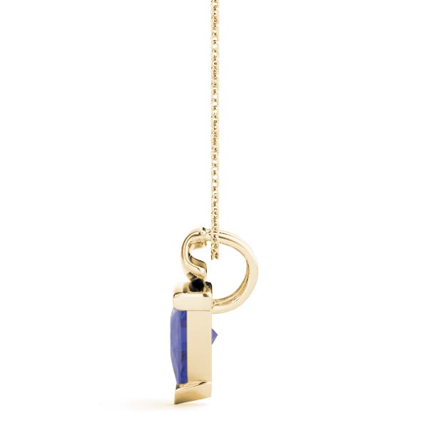 Trillion Gemstone Pendant, Side view in yellow gold