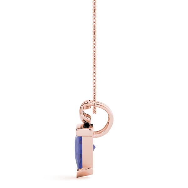 Trillion Gemstone Pendant, Side view in rose gold