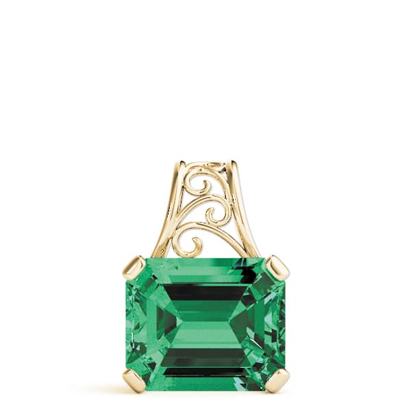 Emerald-Cut Filigree Pendant, On hand view in yellow gold