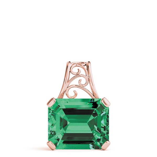Emerald-Cut Filigree Pendant, On hand view in rose gold