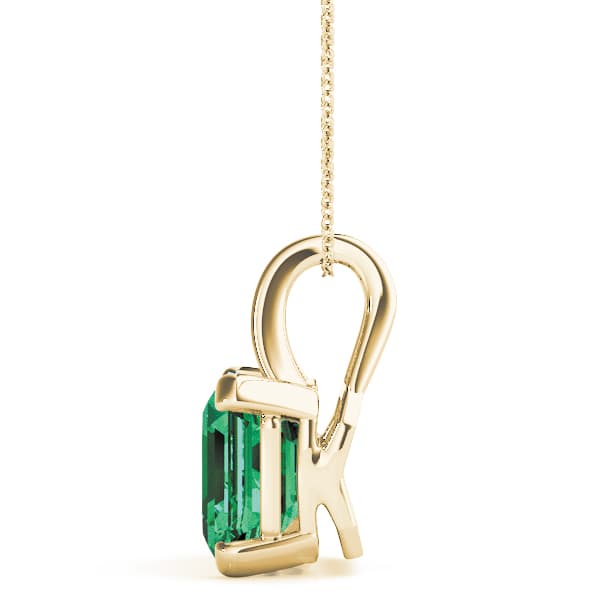 Emerald-Cut Filigree Pendant, Side view in yellow gold