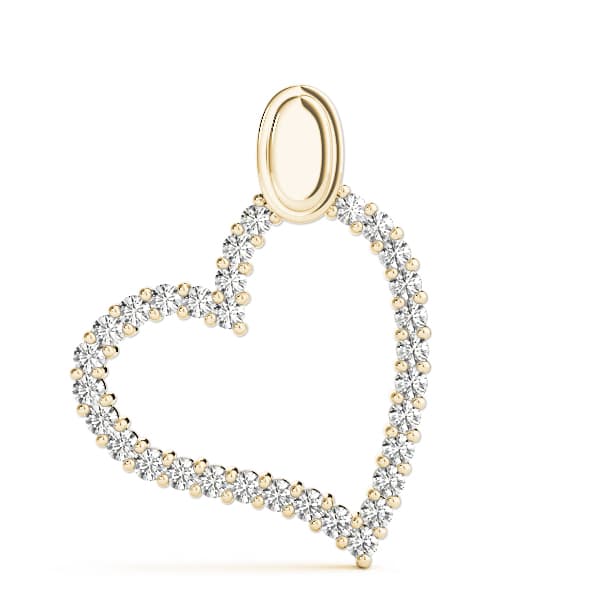 Heart Pendant (1.08 ct. tw.), On hand view in yellow gold