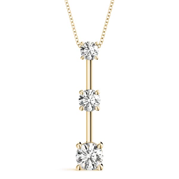 3-Stone Drop Pendant (2 ct. tw.), Front view in yellow gold
