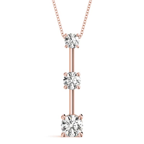 3-Stone Drop Pendant (1 ct. tw.), Front view in rose gold