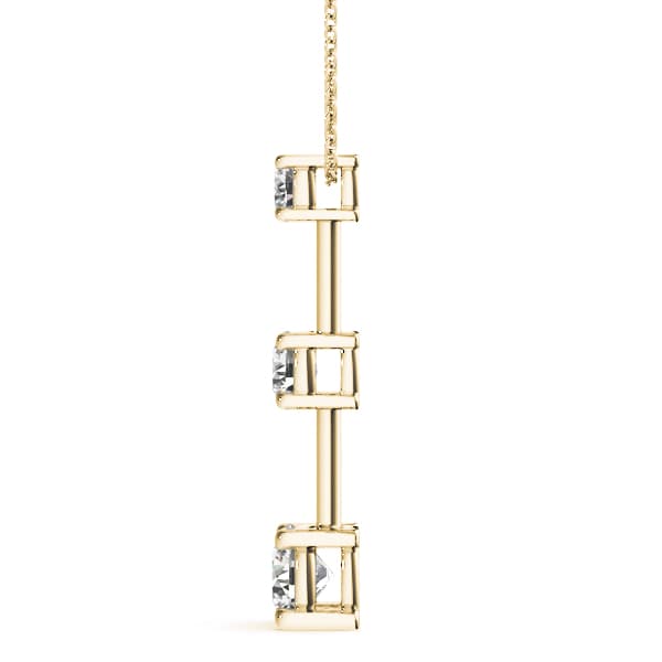 3-Stone Drop Pendant (2 ct. tw.), Side view in yellow gold