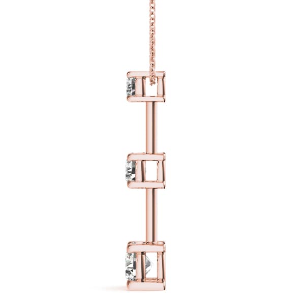 3-Stone Drop Pendant (1 ct. tw.), Side view in rose gold
