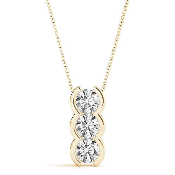 3 Stone Pendant (1/2 ct. tw.), Front view in yellow gold