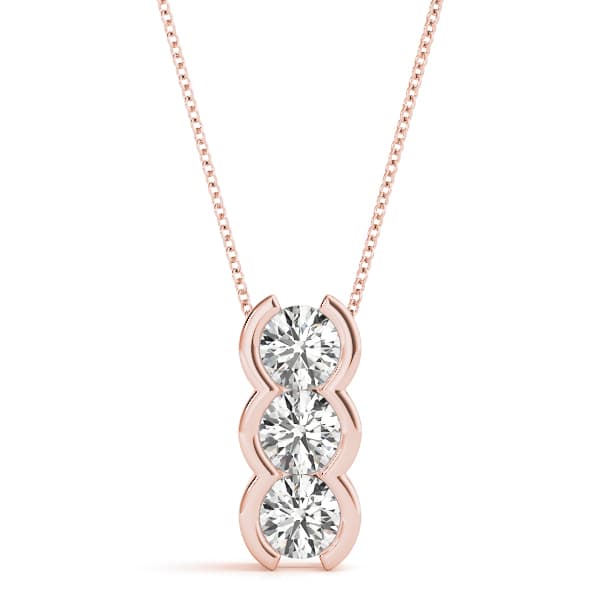 3 Stone Pendant (0.99 ct. tw.), Front view in rose gold