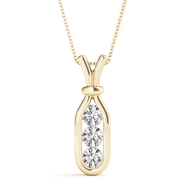 3 Stone Pendant (1/2 ct. tw.), Front view in yellow gold