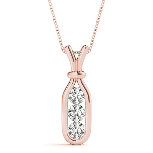 3 Stone Pendant (3/4 ct. tw.), Front view in rose gold