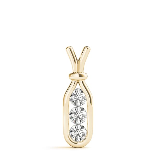 3 Stone Pendant (1/2 ct. tw.), On hand view in yellow gold