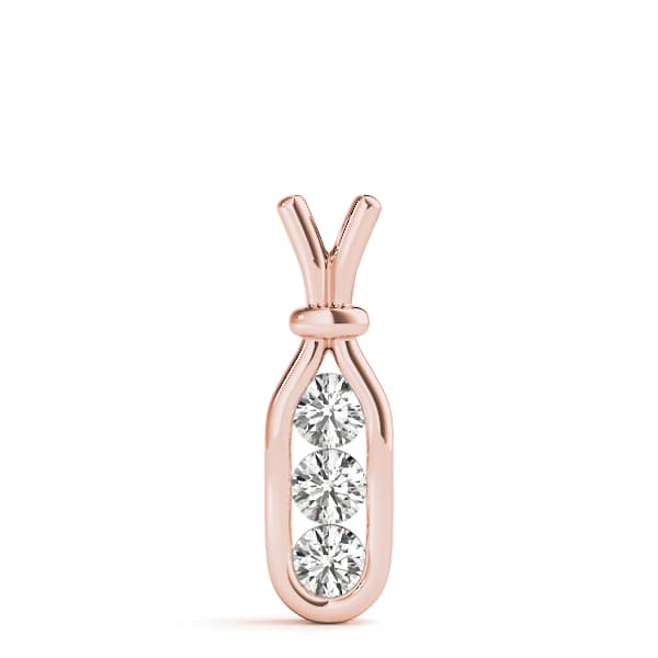 3 Stone Pendant (3/4 ct. tw.), On hand view in rose gold