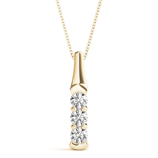 3 Stone Pendant (0.99 ct. tw.), Front view in yellow gold