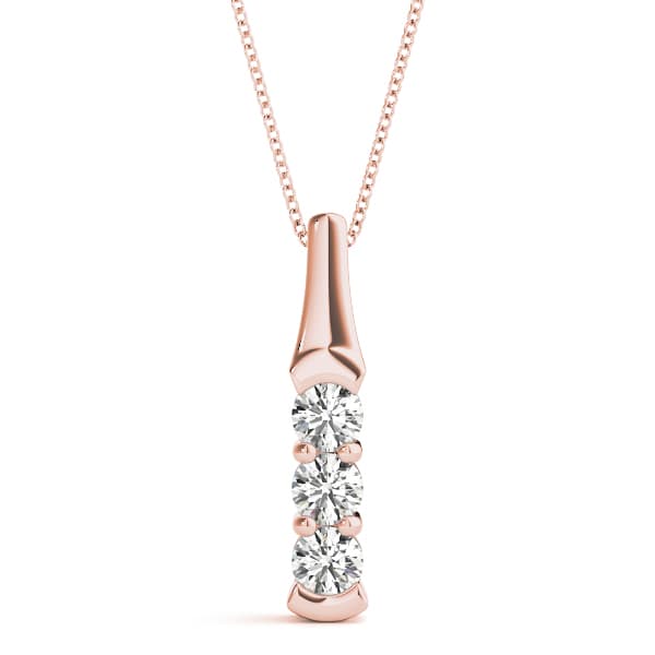3 Stone Pendant (1/4 ct. tw.), Front view in rose gold