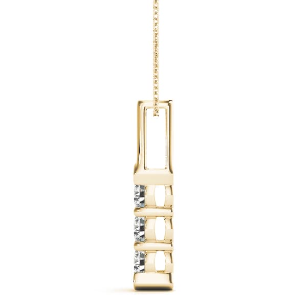 3 Stone Pendant (0.99 ct. tw.), Side view in yellow gold