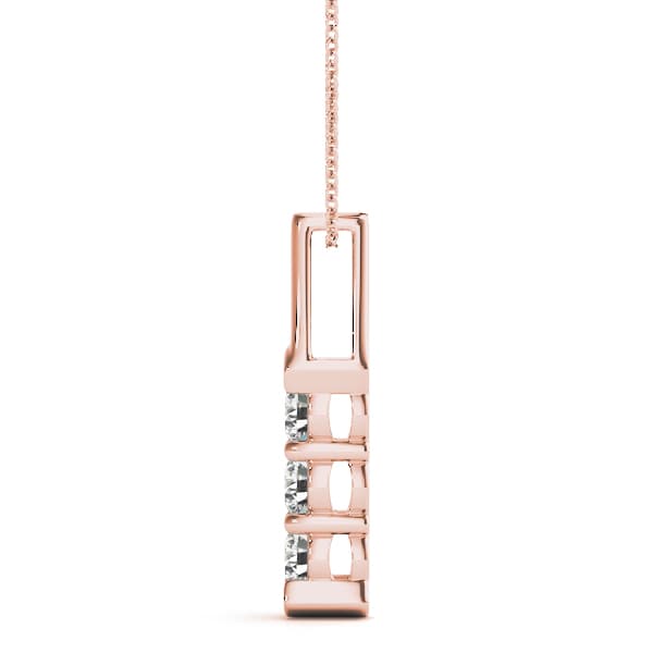 3 Stone Pendant (1/4 ct. tw.), Side view in rose gold