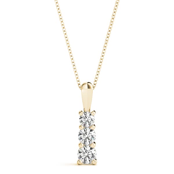 3-Stone Drop Pendants (0.18 ct. tw.), Front view in yellow gold