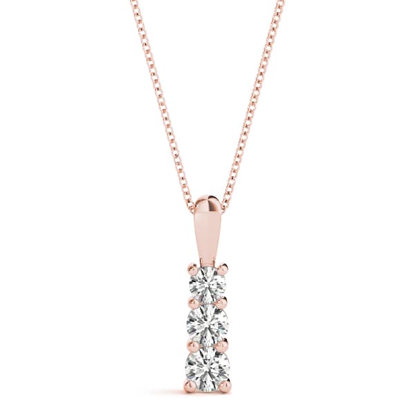 3-Stone Drop Pendants (1/3 ct. tw.), Front view in rose gold