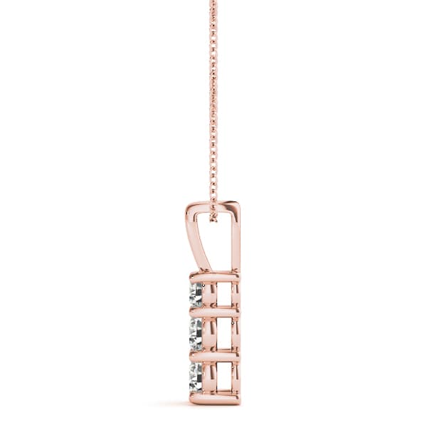 3-Stone Drop Pendants (1/3 ct. tw.), Side view in rose gold