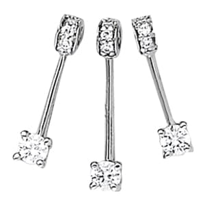 Pendants 3 Stone — A — White Gold