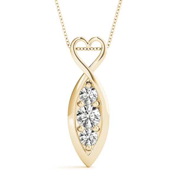 Heart Infinity 3-Stone Pendant (1/4 ct. tw.), Front view in yellow gold