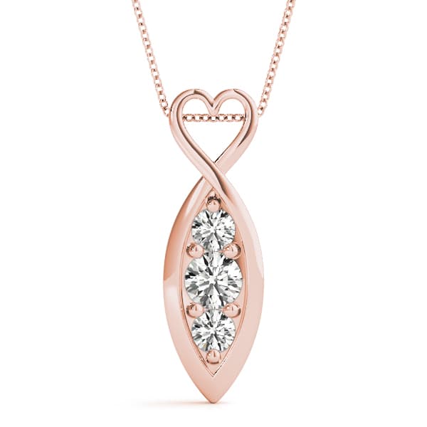 Heart Infinity 3-Stone Pendant (1/4 ct. tw.), Front view in rose gold