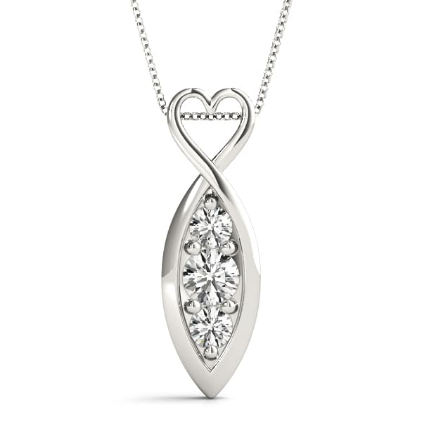Heart Shape Infinity 3-Stone Pendant — 1/2 CT — View 1