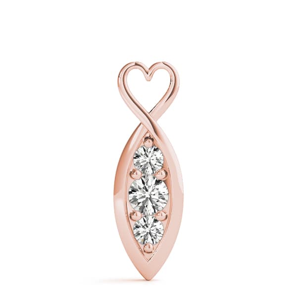 Heart Infinity 3-Stone Pendant (1/4 ct. tw.), On hand view in rose gold