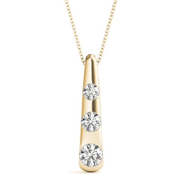 3 Stone Pendant (1/2 ct. tw.), Front view in yellow gold