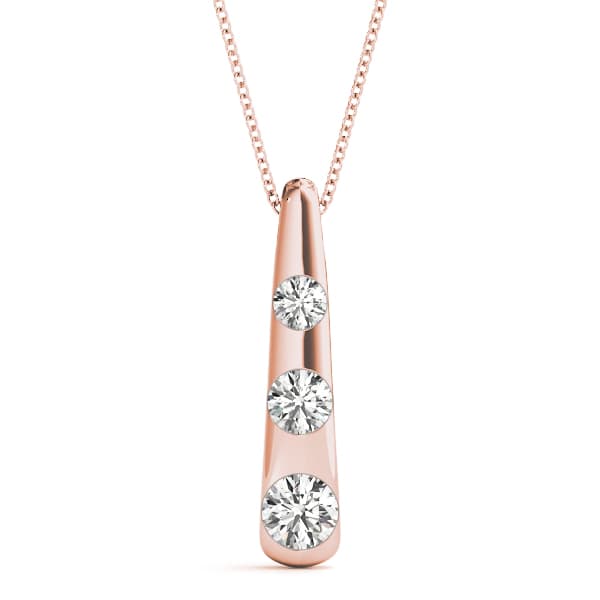 3 Stone Pendant (1/4 ct. tw.), Front view in rose gold