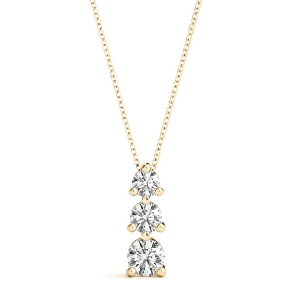 3-Stone Drop Pendant (1/4 ct. tw.), Front view in yellow gold