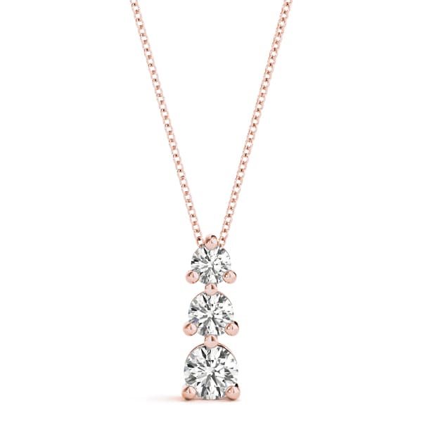 3-Stone Drop Pendant (1/2 ct. tw.), Front view in rose gold
