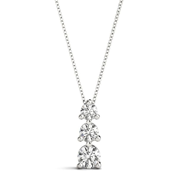 3-Stone Drop Pendant — 1 CT — View 1