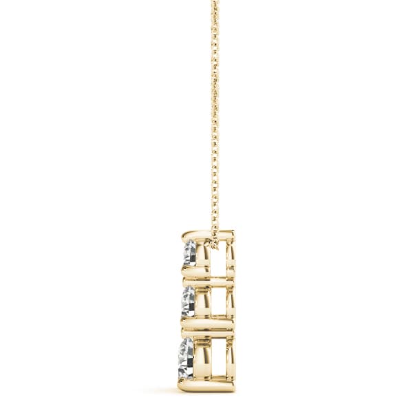 3-Stone Drop Pendant (1/4 ct. tw.), Side view in yellow gold