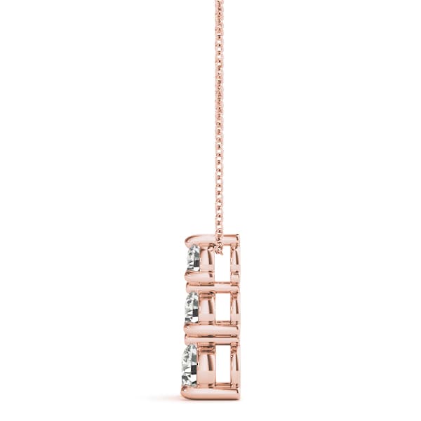 3-Stone Drop Pendant (1/2 ct. tw.), Side view in rose gold