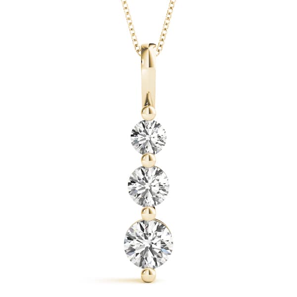 3-Stone Drop Pendant (1 ct. tw.), Front view in yellow gold