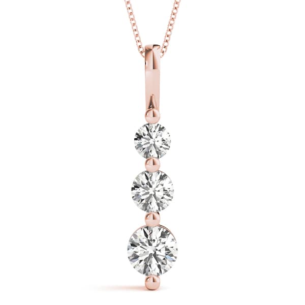3-Stone Drop Pendant (2 ct. tw.), Front view in rose gold