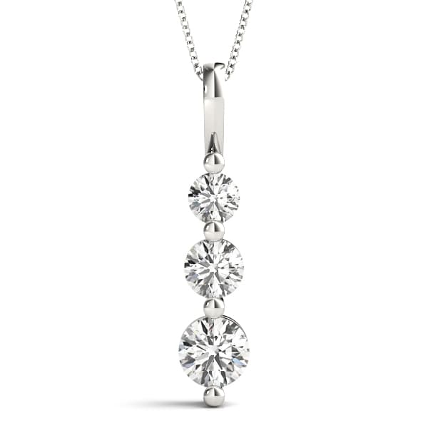 3-Stone Drop Pendant — 1 CT — View 1
