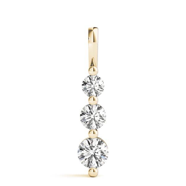 3-Stone Drop Pendant (1 ct. tw.), On hand view in yellow gold