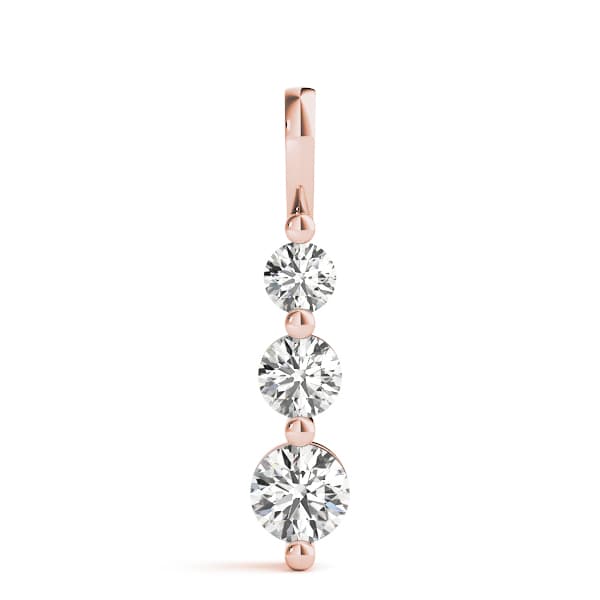 3-Stone Drop Pendant (2 ct. tw.), On hand view in rose gold