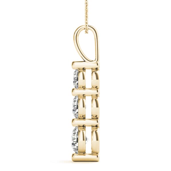3-Stone Drop Pendant (1 ct. tw.), Side view in yellow gold