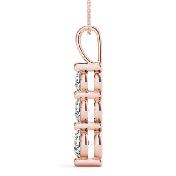 3-Stone Drop Pendant (2 ct. tw.), Side view in rose gold