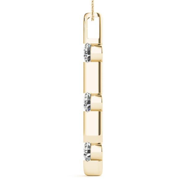 3 Stone Pendant (1/4 ct. tw.), Side view in yellow gold