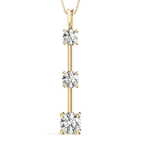 3-Stone Drop Pendant (1/4 ct. tw.), Front view in yellow gold