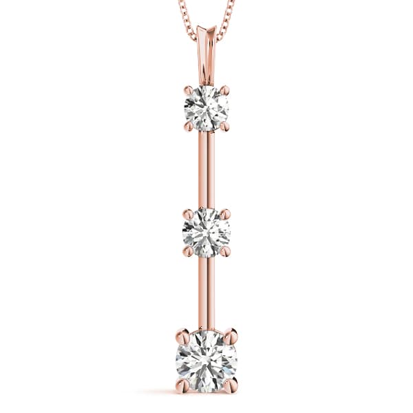 3-Stone Drop Pendant (3/4 ct. tw.), Front view in rose gold