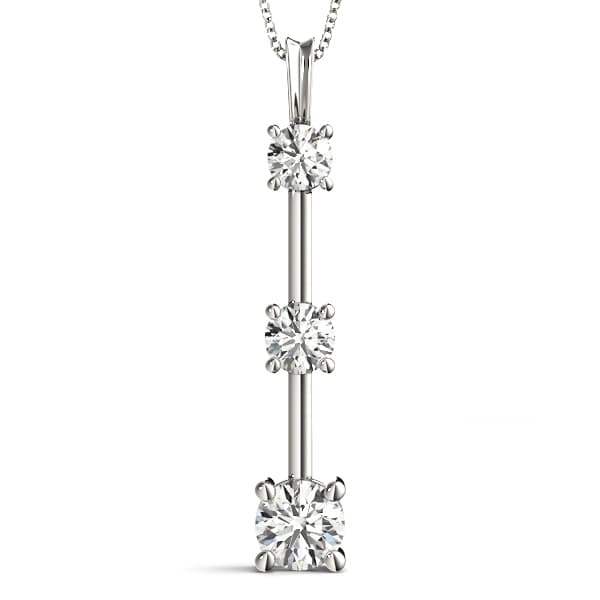 3-Stone Drop Pendant — 1 CT — View 1