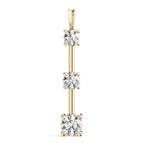 3-Stone Drop Pendant (1/4 ct. tw.), On hand view in yellow gold