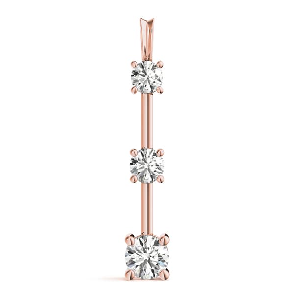 3-Stone Drop Pendant (3/4 ct. tw.), On hand view in rose gold